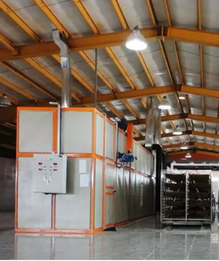 Fruit dryer connected to the waste heat of the power plant